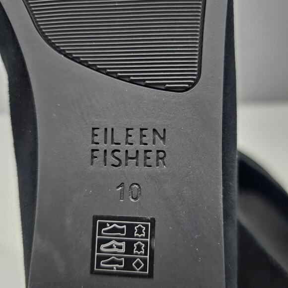 NEW Eileen Fisher Una 2 Flat Womens 10 Black Suede Slip On Hidden Wedge Comfort - Picture 12 of 13
